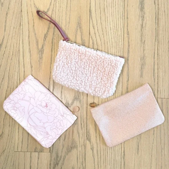 IPSY Set of Three Pink and Cream Pouches Never Used - Picture 1 of 6